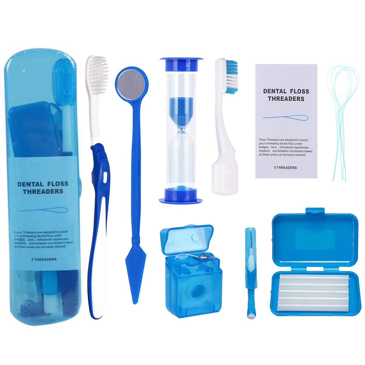Braces Cleaning Kit for Teeth, Portable Orthodontic Toothbrush Kit Oral Care Dental Travel Kit - Interdental Brush Dental Wax Dental Floss Toothbrush Box