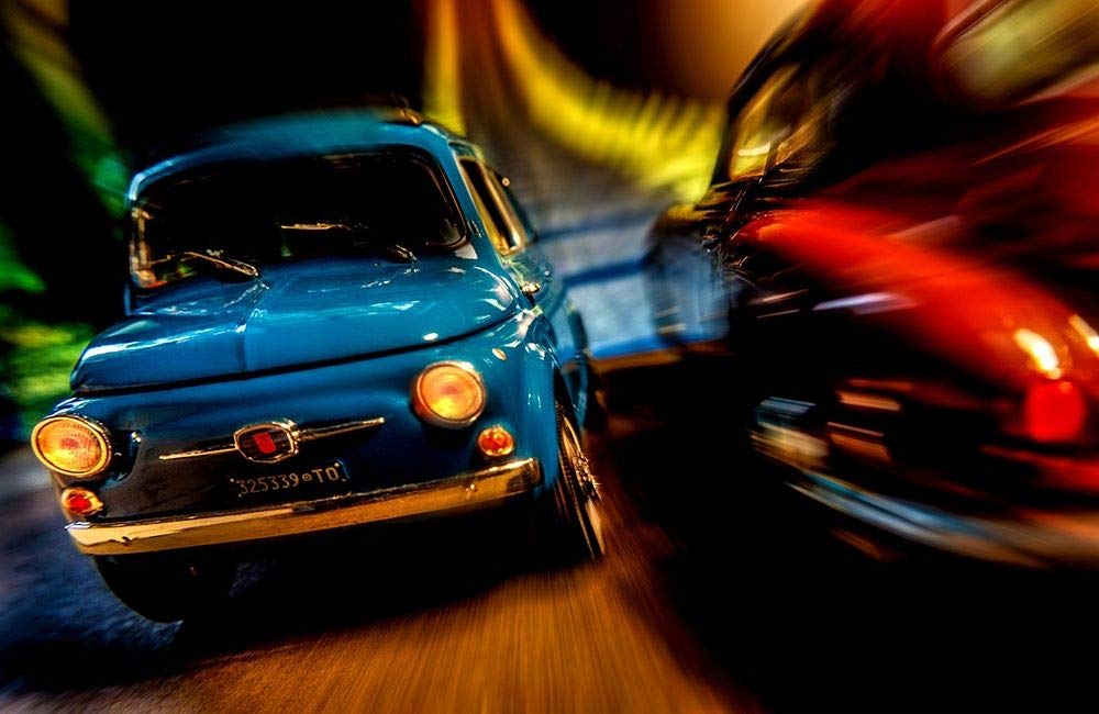 Posterazzi PDXJLD02XSMALL Cars in Action - Fiat 500M Photo Print, 24 x 15, Multi