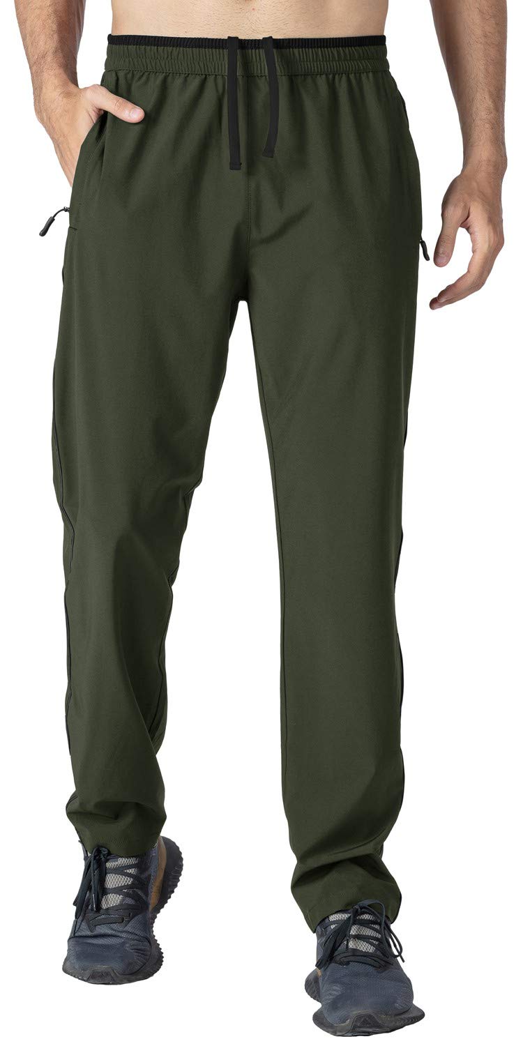 Rdruko Men's Lightweight Sweatpants Dry Fit Casual Workout Gym Track Pants Elastic Wasit Green Large