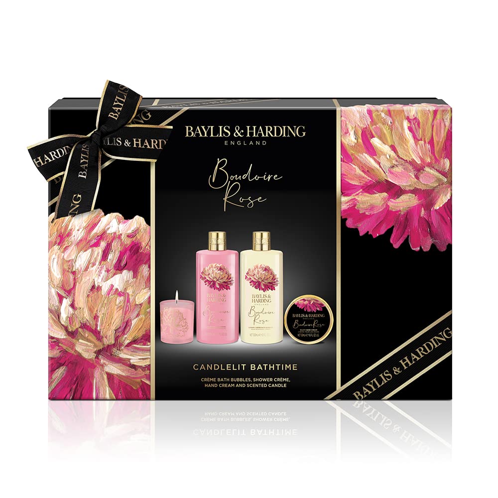 Baylis & Harding Boudoire Rose Luxury Candlelit Bath time Gift Set (Pack of 1) - Vegan Friendly