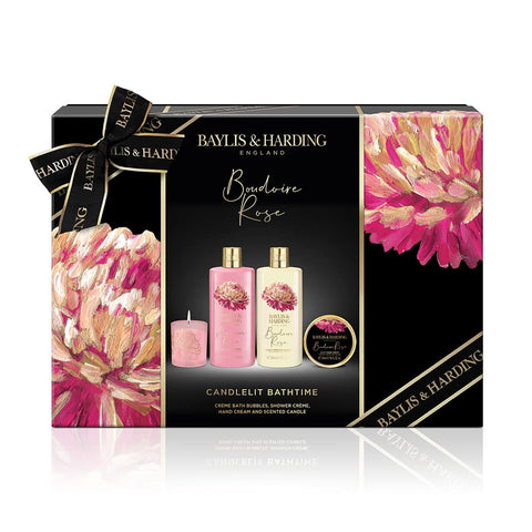 Baylis & Harding Boudoire Rose Luxury Candlelit Bath time Gift Set (Pack of 1) - Vegan Friendly