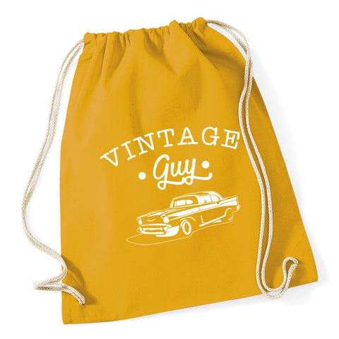 Hippowarehouse Vintage Guy Classic Car Drawstring Cotton School Gym Bag 37cm x 46cm, 12 litres