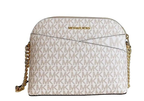 Michael Kors Jet Set Medium Crossbody Leather Handbag (Optic White/Rose Gold)