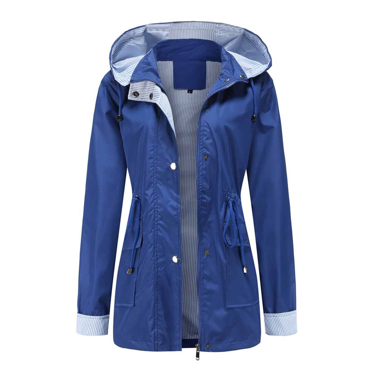 MODFUL Womens lightweight Jackets Waterproof Rain Jacket Windbreaker Outdoor Trench Coats With Hood (Navy Blue, Large)