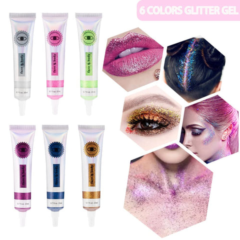 Holographic Body Face Glitter Gel, Face Glitter Gel Shimmer Liquid Eyeshadow, Self-Adhesive Sequins Glitter Makeup, Fine Glitter Mixed with Gel for Body, Face and Hair Rave Accessories-#05Green