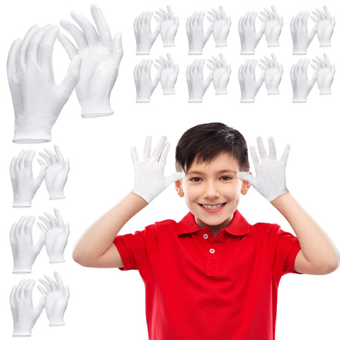 Ramede 24 Pairs Eczema Gloves for Kids Eczema Sleeves Moisturizing Gloves White Cotton Gloves Washable and Reusable Overnight Dry Hands for Kids Eczema 3-10 Years(Small)