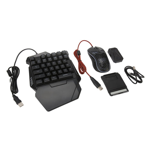 One Handed Mechanical Keyboard, High Sensitivity RGB Wired USB Low Noise Keyboard Mouse Converter Set for Mobile Game