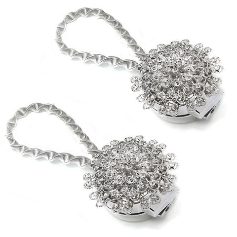 WarmieHomy 2 x magnetic curtain tiebacks crystal curtain clip tieback silver