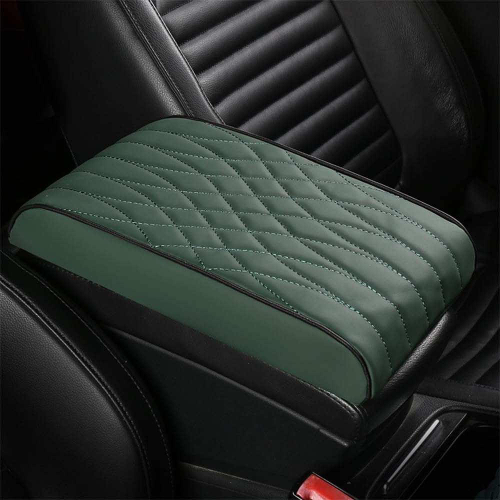 YCLNFC Car Center Console Armrest Mat for Suzuki Jimny GJ FJ/Samurai 1998-2023 2024 Universal Armrest Seat Box Protector Cover Leather Accessories for SUV Truck Vehicle,Green