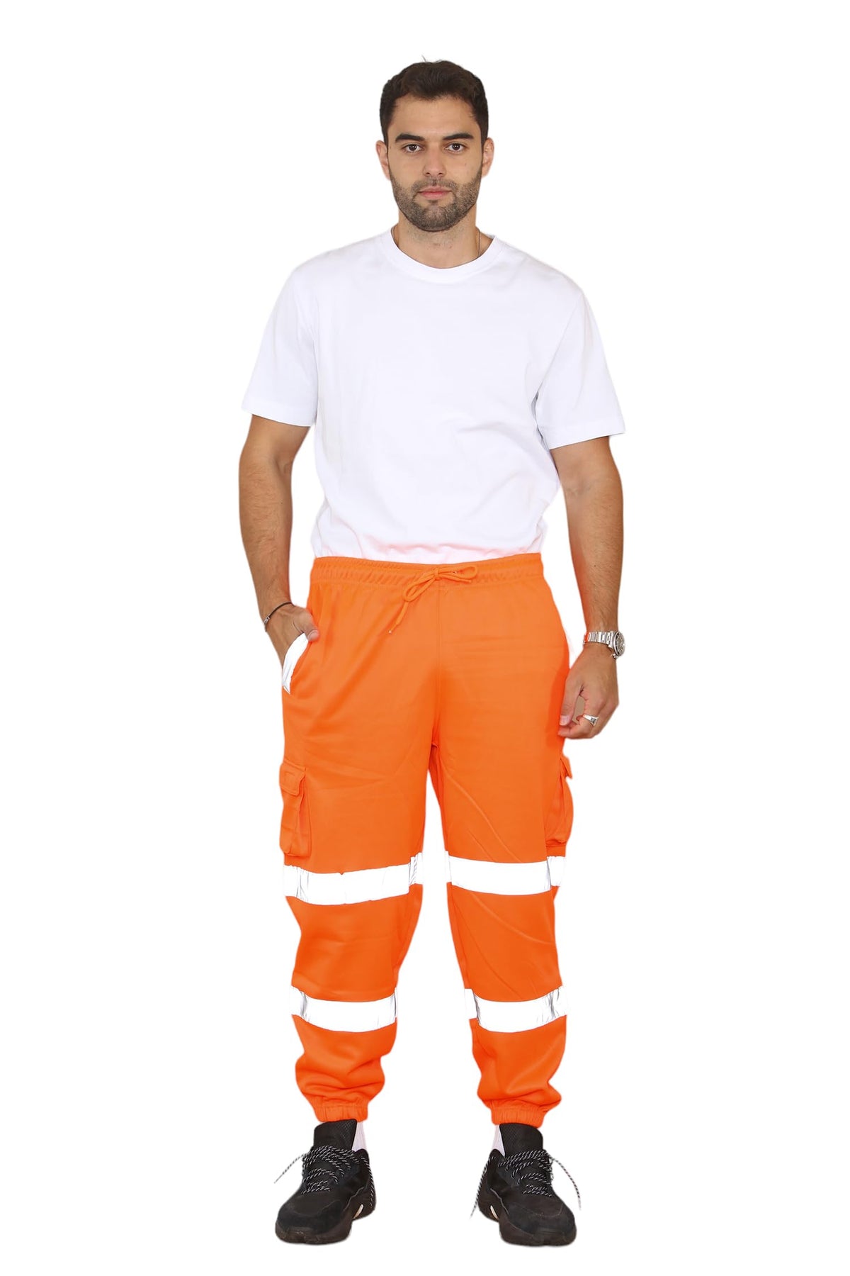 Grunge WearÃƒÆ’Ã†â€™Ãƒâ€ Ã¢â‚¬â„¢ÃƒÆ’Ã‚Â¢ÃƒÂ¢Ã¢â‚¬Å¡Ã‚Â¬Ãƒâ€¦Ã‚Â¡ÃƒÆ’Ã†â€™ÃƒÂ¢Ã¢â€šÂ¬Ã…Â¡ÃƒÆ’Ã¢â‚¬Å¡Ãƒâ€šÃ‚Â® Hi Viz Men's Fleece Work Trousers Reflective Safety Hi Vis Joggers - Men High Visibility Combat Workwear Bottoms Pants (Orange, Medium)