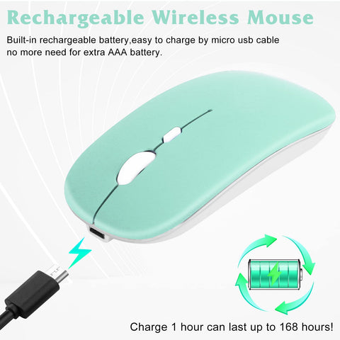 Bluetooth Rechargeable Mouse for Microsoft Surface Laptop go/go 2 / Laptop 3/4/5 Studio/Studio 2 Bluetooth Wireless Mouse Designed for Laptop/PC/Mac/iPad pro/Computer/Tablet/Android Teal