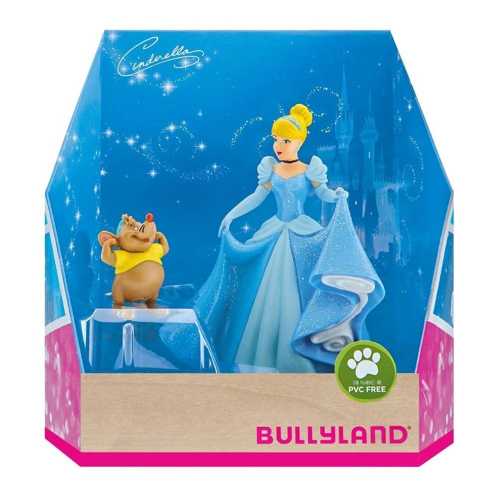 Bullyland 13438 Toy Figure Set Cinderella and Karli from Walt Disney Cinderella, Detailed Ideal as a Small Gift for Children from 3 Years
