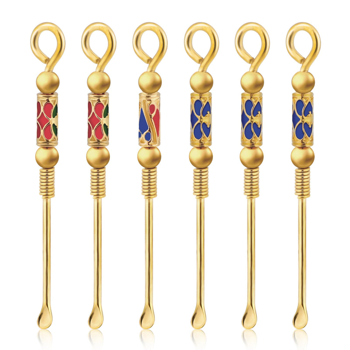 6PCS Mini Spoon Keychain Spice Spoon Tiny Spoons 3in Small Spoon Metal Keychain Necklace Retro Loop Pendant Brass Powder Spoon Portable Mini Spoon Shovel for Filling Vials with Powder Salt Herbs Sand
