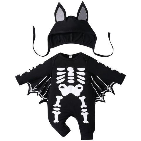 Winmany Newborn Baby Boys Girls Halloween Costumes with Hat 2PCS My 1st Halloween Jumpsuit Infant Bat Romper Clothes