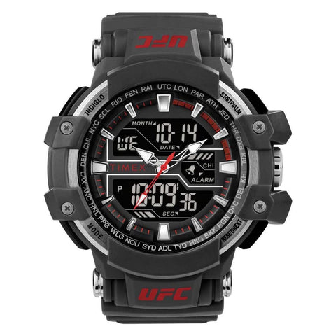 Timex 53 mm UFC Tactic Digital Dial Grey Resin Strap Watch Grey/Digital/Grey One Size
