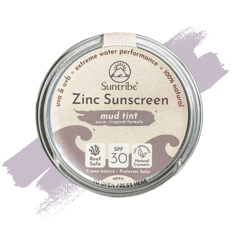 Suntribe Natural Mineral Zinc Sunscreen Face & Sport SPF 30-45 g, Mud Tint, Organic - 100% Natural, Reef Safe - Surf & Sport Zinc Paste - Mineral UV-Filter - Very Water Resistant, Zero Waste