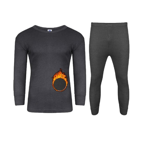 VEARZ® Men Thermals Underwear Long Johns Trouser Winter Baselayer Bottoms Warm Vest T-Shirt Top Full Set Body Warmer For Mens Plus Size S-2XL Charcoal-Long Sleeve-XXL
