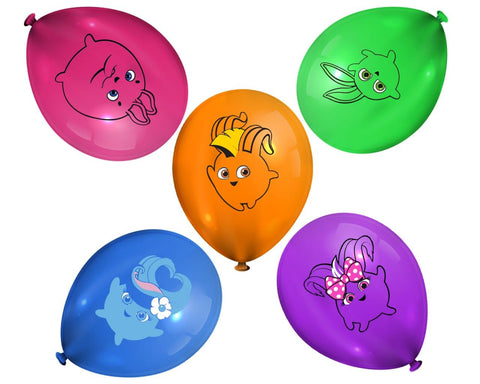 5 Pcs Cartoon Sunny Bunnies Latex Balloons - Hop into Fun and Festivity!