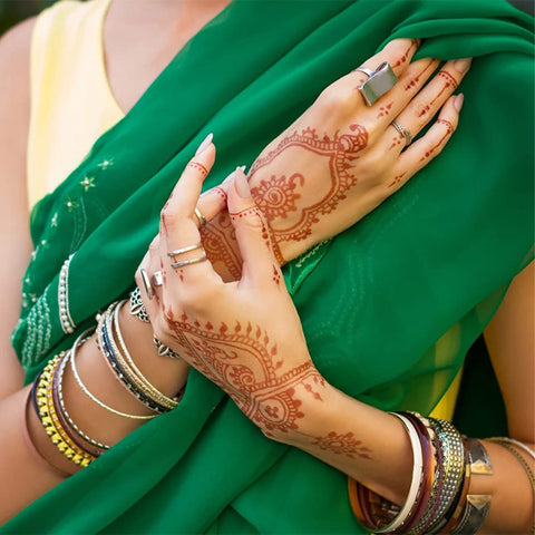 9 Sheets Henna Tattoo Kit Stencil, Temporary Henna Stickers Waterproof Brown Henna Tattoo Stickers for Body Art (Brown 1-9P)
