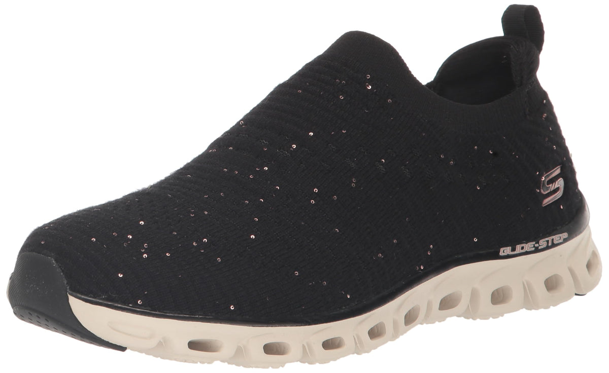Skechers Sport Women's Women's Glide Step Sneaker, Black/Gold=BKGD, 6