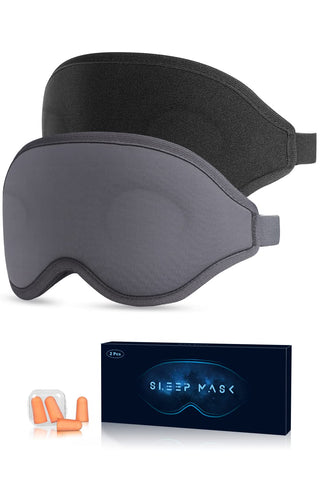 Sleep Mask, 2 Pack of Super Soft and Comfortable Eye Mask for Sleeping, 100% Blackout Sleep Aid Eye Mask for Side Sleepers or Back Sleepers with Adjustable Straps, Suitable for Travel and Meditation
