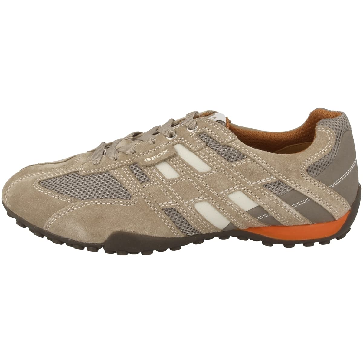 Geox Mens Uomo Snake Sneakers, Beige Dk Orange, 10.5 UK