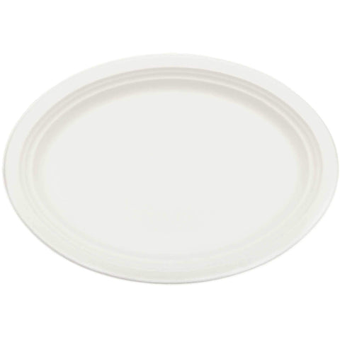 Natural Sugar Cane Jumbo Platters - 12.25" | White | Pack of 24