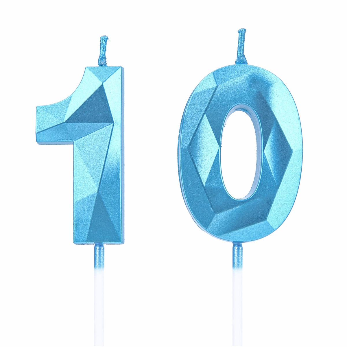 10th Birthday Candles, Blue Number Candles Birthday Decoration, Happy Birthday Cake Toppers, for Birthday Parties Weddings Company Anniversaries (Blue, 10)