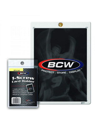 BCW 1-Screw Card Holder - 20 PT. | Crystal Clear Polystyrene Protection for Standard Trading Card Protection | Secure Screwdown Design | Compact Size | Ideal for Collectible Card Storage and Display