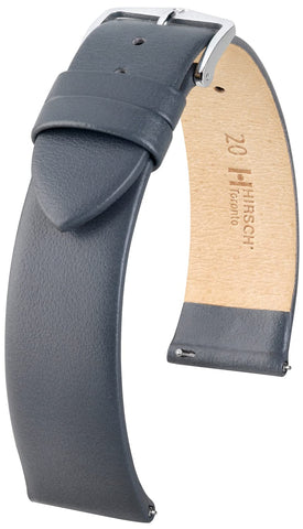 HIRSCH Toronto watch strap - Italian calfskin - classic/elegant - for ladies and gentlemen, grey, 22 mm, Strap