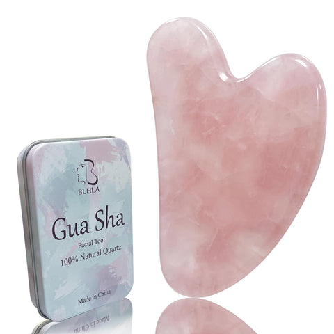 BLHLA Gua Sha Facial Tools for Skin Care Massage Tools for Self Care Jade Body GuaSha Stone Spa Kit Face Sculpting Tool for Beauty Puffiness Reduction Muscle Tension Relief Jawline Sculptor (Pink)