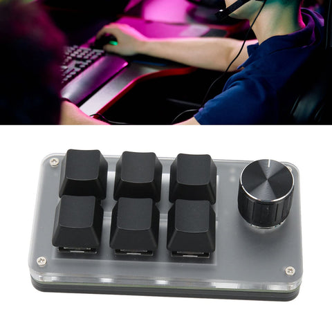 Mini Keypad, 6 Key One Handed Keypad DIY Programmable with Knob RGB Light for PC