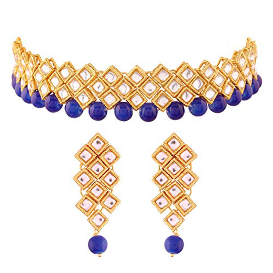 Aheli Elegant Indian Faux Kundan Studded Necklace Earring Set Bollywood Wedding Party Wear Ethnic Fashion Jewelry Gift for Women