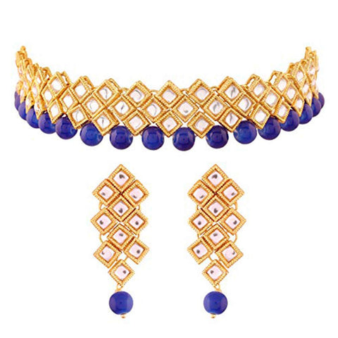 Aheli Elegant Indian Faux Kundan Studded Necklace Earring Set Bollywood Wedding Party Wear Ethnic Fashion Jewelry Gift for Women