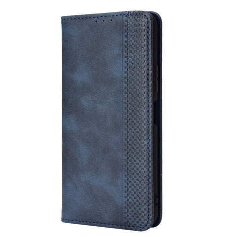 HAOYE Leather Case for OPPO Reno 12 5G / Reno12 5G Case, Retro Style PU/TPU Folio Wallet Case, Premium Folio Cover with [Card Slots] and [Kickstand]. Blue