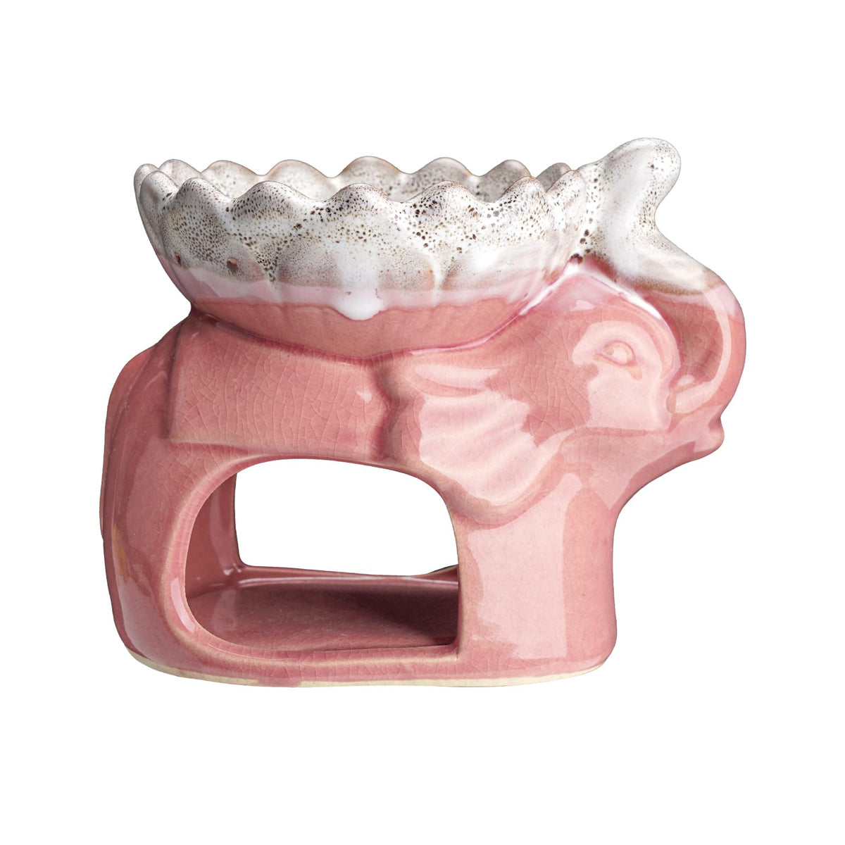 CAIRIAC Elephant Oil Burner, Elephant Ceramic Oil Warmers, Retro Decorative Aroma Furnace Creative Gift Box, Furnace Household Burner Lotus Tea Light Rack Decorative Gift (Pink)