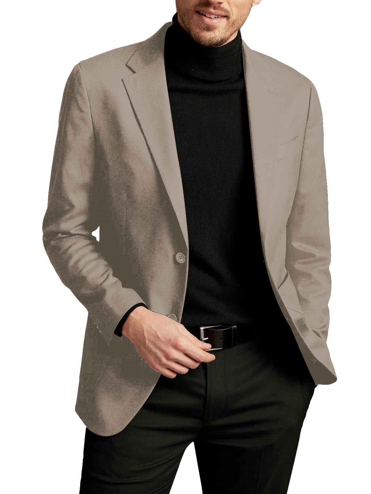 ZIWOCH Men's Sports Suit Jacket Two Button Business Casual Blazer Wedding Jackets (US, Alpha, XX-Large, Regular, Regular, Dark Khaki)