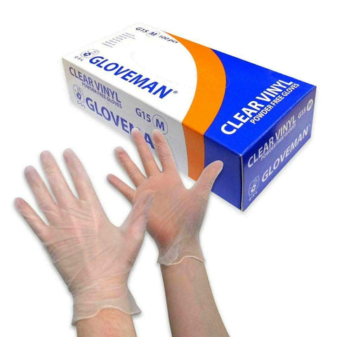 Gloveman Clear Vinyl Gloves (Box of 100) (Medium)