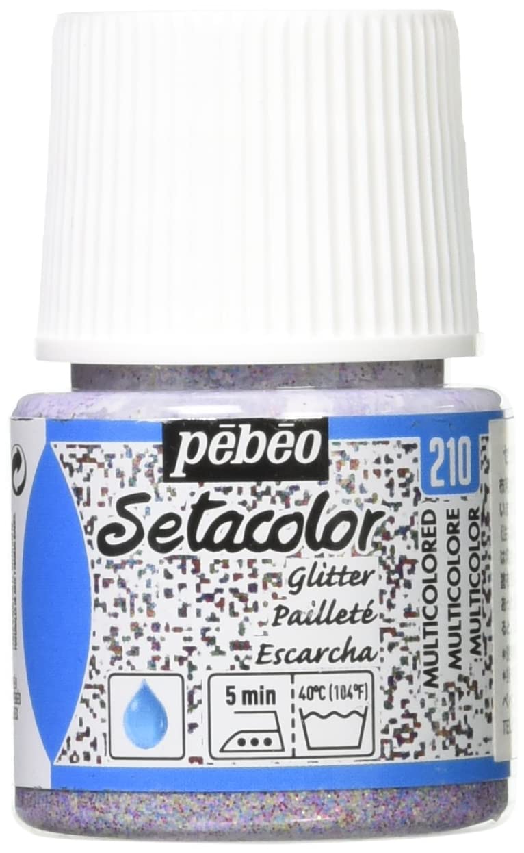 Pebeo Setacolor Light Fabrics Glitter, Fabric Paint, 45 ml Bottle - Multicolored