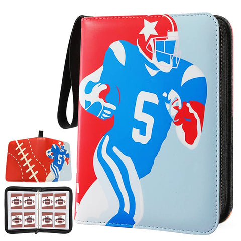 400 Pockets Football Card Binder, Cards Collectible Trading Card Holder Case with 50 Removable Sleeves, Football Trading Cards Case, Binders Album Set for Baseball Cards (football)