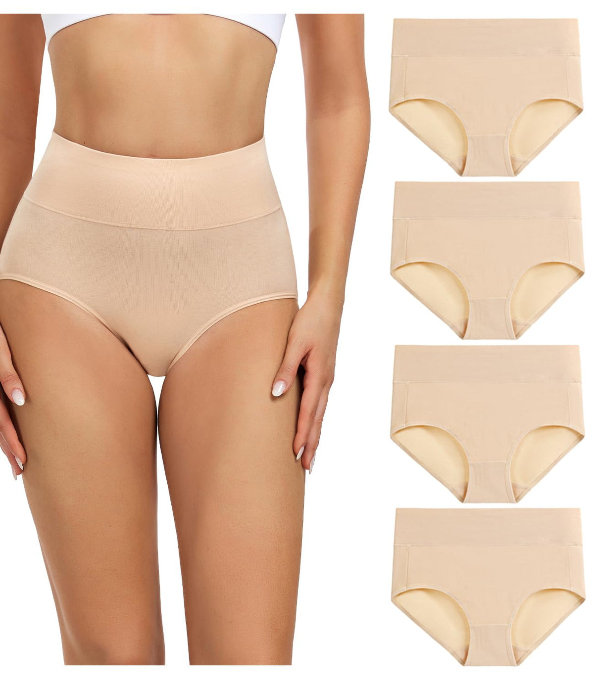 wirarpa Ladies Knickers Cotton Full Briefs High Waisted Underwear Panties for Women Multipack Size M