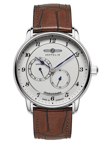 Zeppelin Friedrichshafen 8568-1 Men's Automatic Watch with Leather Strap Brown, silver, Classic
