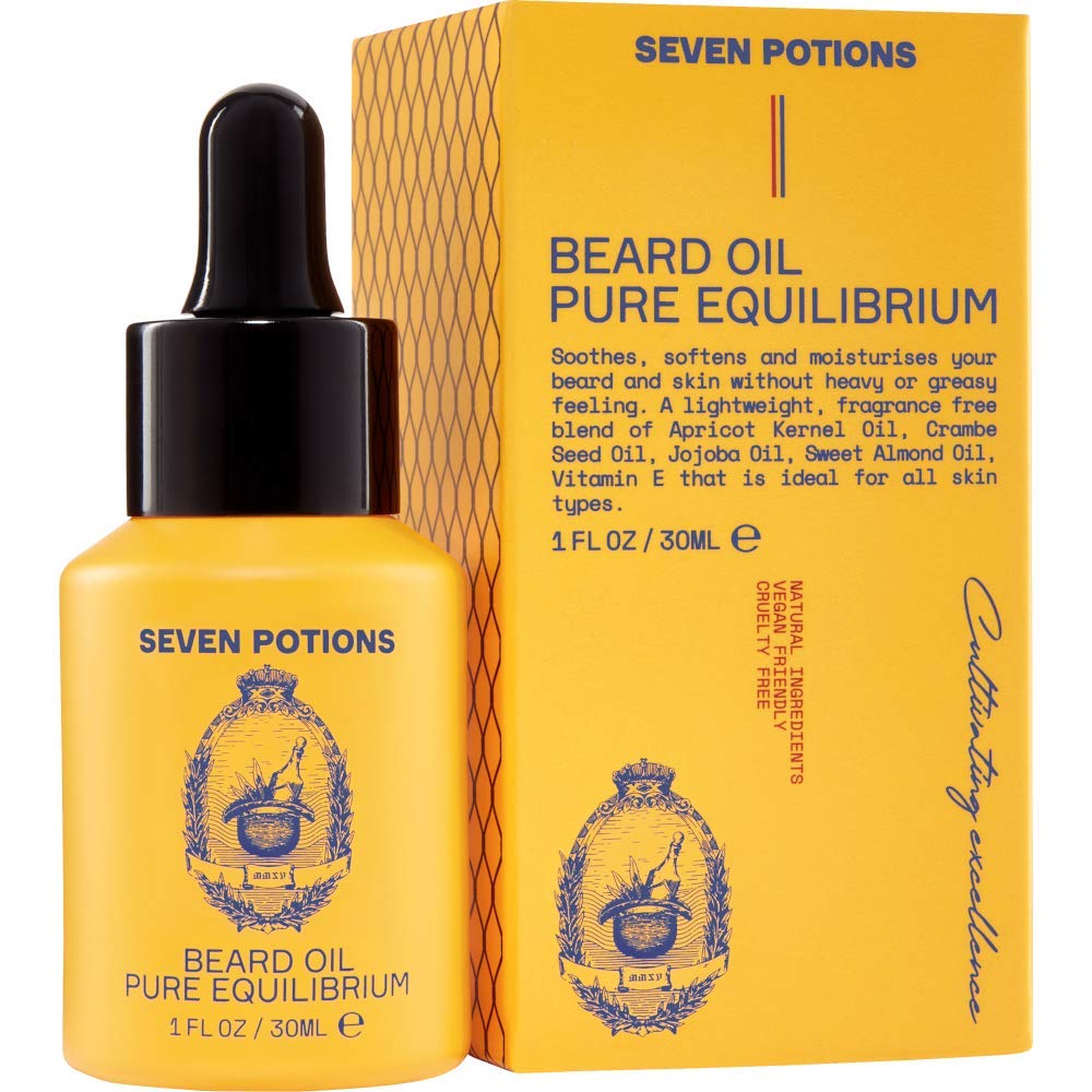 SEVEN POTIONS Beard Oil 1 fl oz Fragrance Free Beard Softener. Stops Beard Itch. Natural Beard Conditioning Oil. Contains Jojoba Oil (Pure Equilibrium)