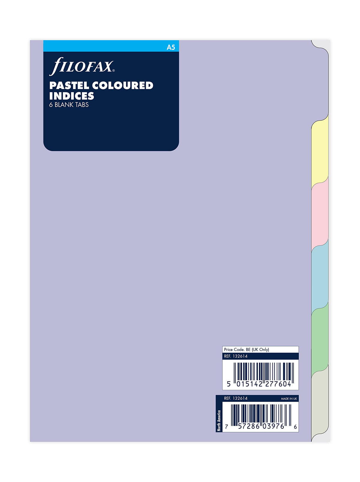 A5 Pastel 6 Blank tabs Index
