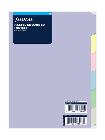 A5 Pastel 6 Blank tabs Index
