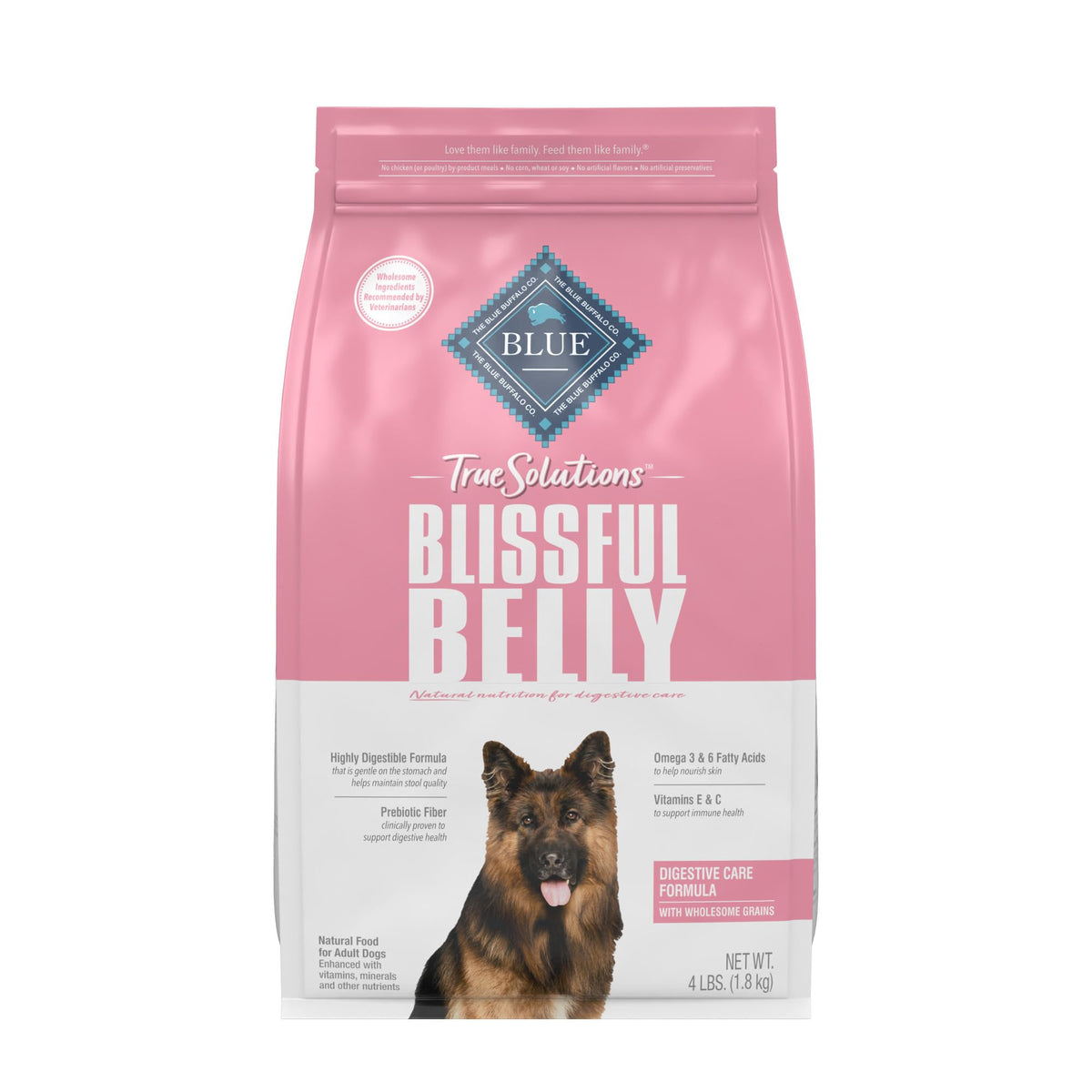 Blue Buffalo True Solutions Blissful Belly Natural Digestive Care Adult Dry Dog Food, Chicken 4-lb