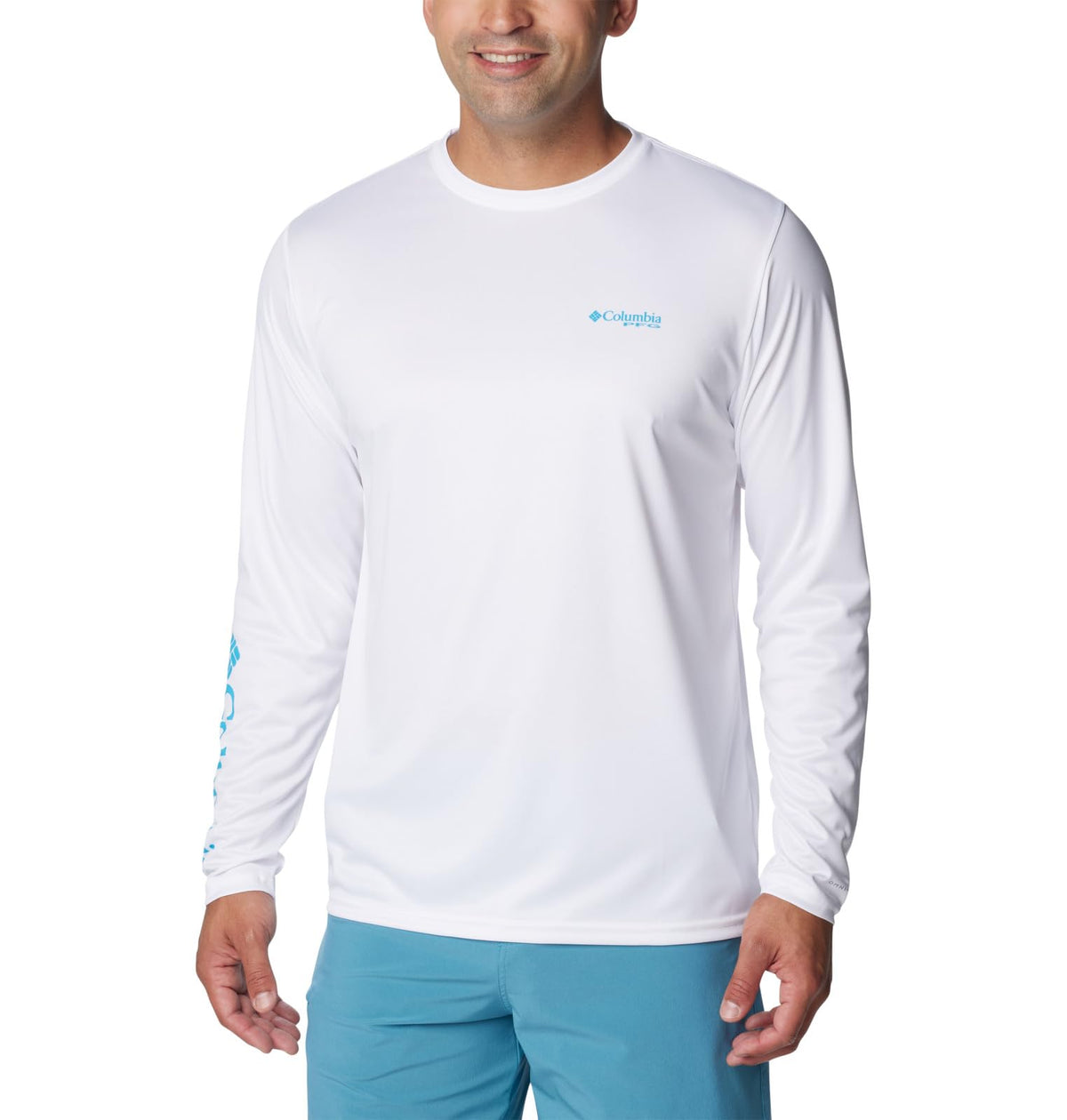Columbia Men's Terminal Tackle PFG Bait Jumper Long Sleeve, White/Ocean Mint Bait Jumper Salt, X-Small