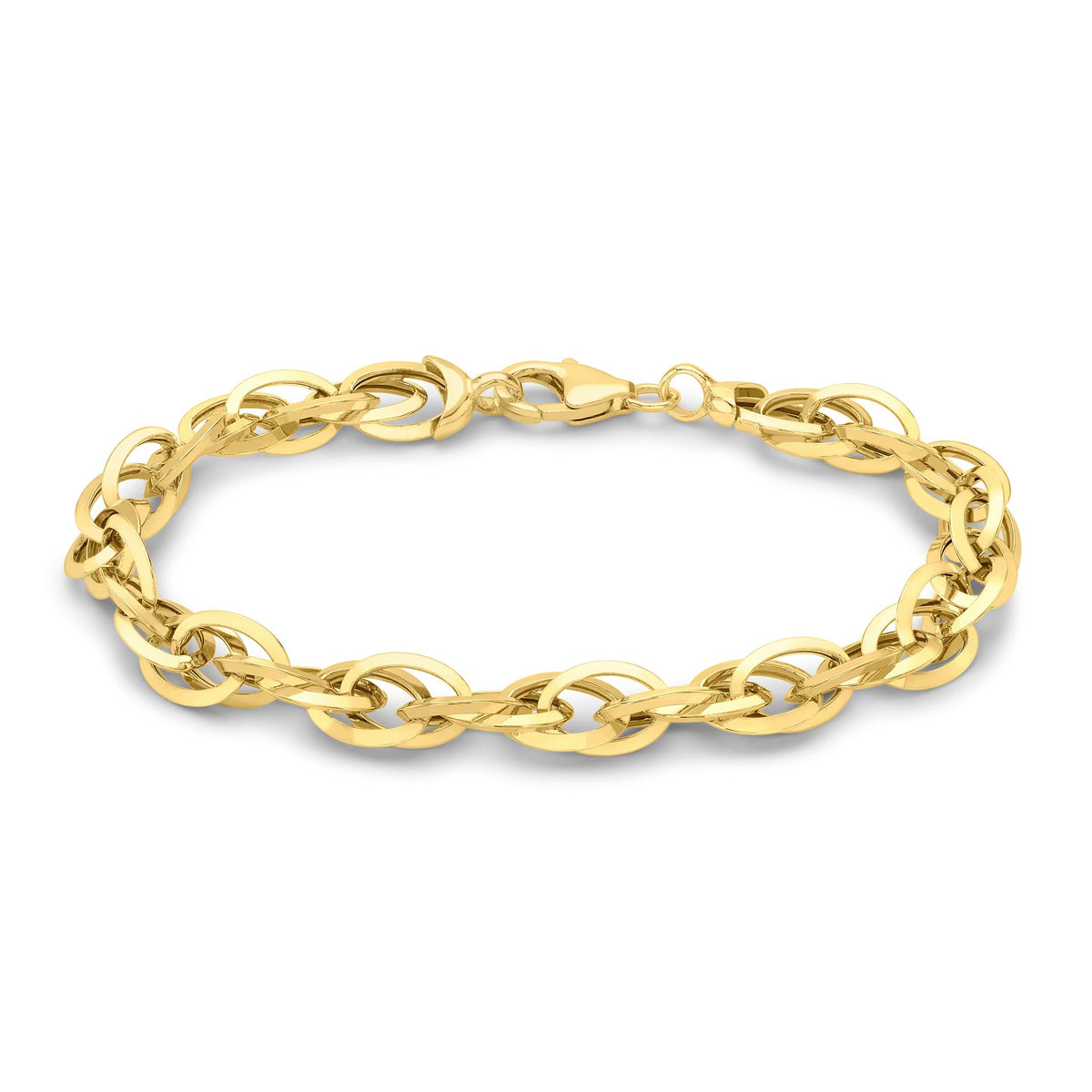 Carissima Gold Unisex 9 ct Yellow Gold 7.15 mm Triangle Tube Prince of Wales Chain Bracelet of Length 19 cm/7.5 Inch