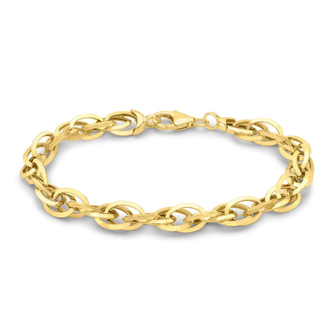 Carissima Gold Unisex 9 ct Yellow Gold 7.15 mm Triangle Tube Prince of Wales Chain Bracelet of Length 19 cm/7.5 Inch