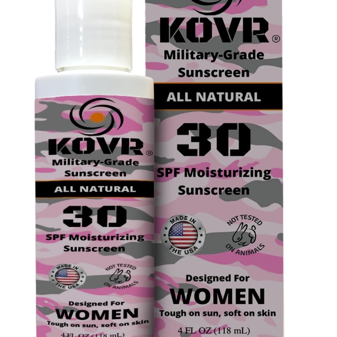 Kovr Military Grade Organic Sunscreen SPF 30 | Reef Friendly (Octinoxate & Oxybenzone Free) Broad Spectrum Moisturizing UVA/UVB Travel Size Sunscreen | 4 oz | Women